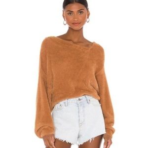 FREE PEOPLE Brown Glistening Sands Star Sign Fuzzy Pullover Sweater | Large